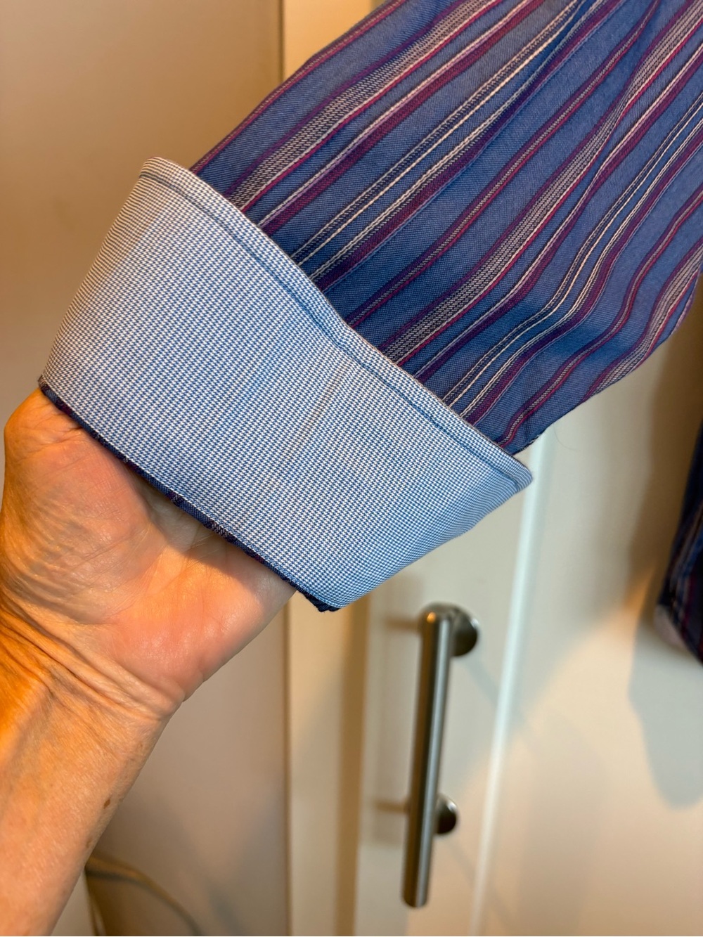Tommy Bahama Men's Striped Blue Long-Sleeve Dress Shirt - Classic Collar - Picture 8 of 8